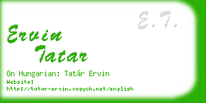 ervin tatar business card